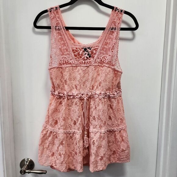 Rue21 Tops - Rue21 salmon pink lace track blouse